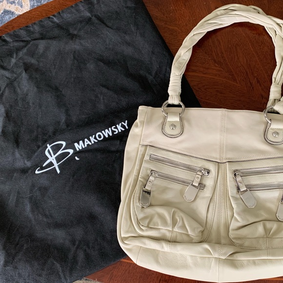 B. Makowski Cream Leather Bag - Picture 2 of 13